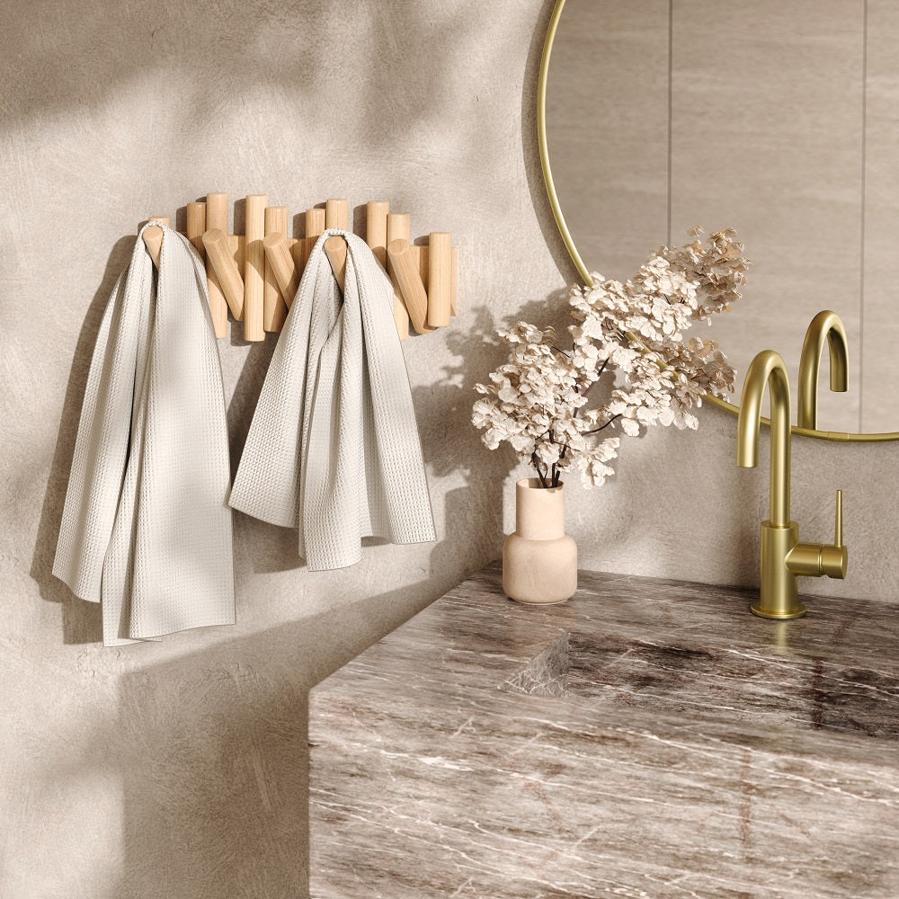 Umbra Picket - Moderne Garderobenleiste mit 5 Garderobenhaken, Natur, aus Kiefernholz