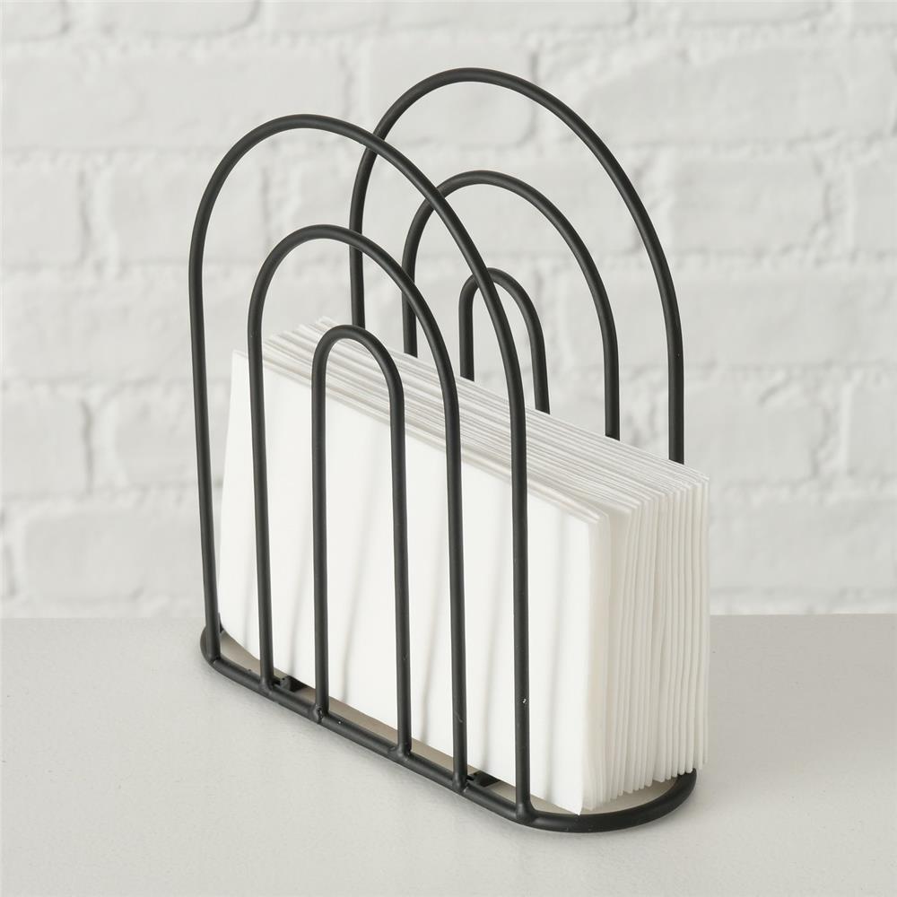 BOLTZE Serviettenhalter Ronia Schwarz Eisen Serviettenständer Serviettenspender Modernes Design