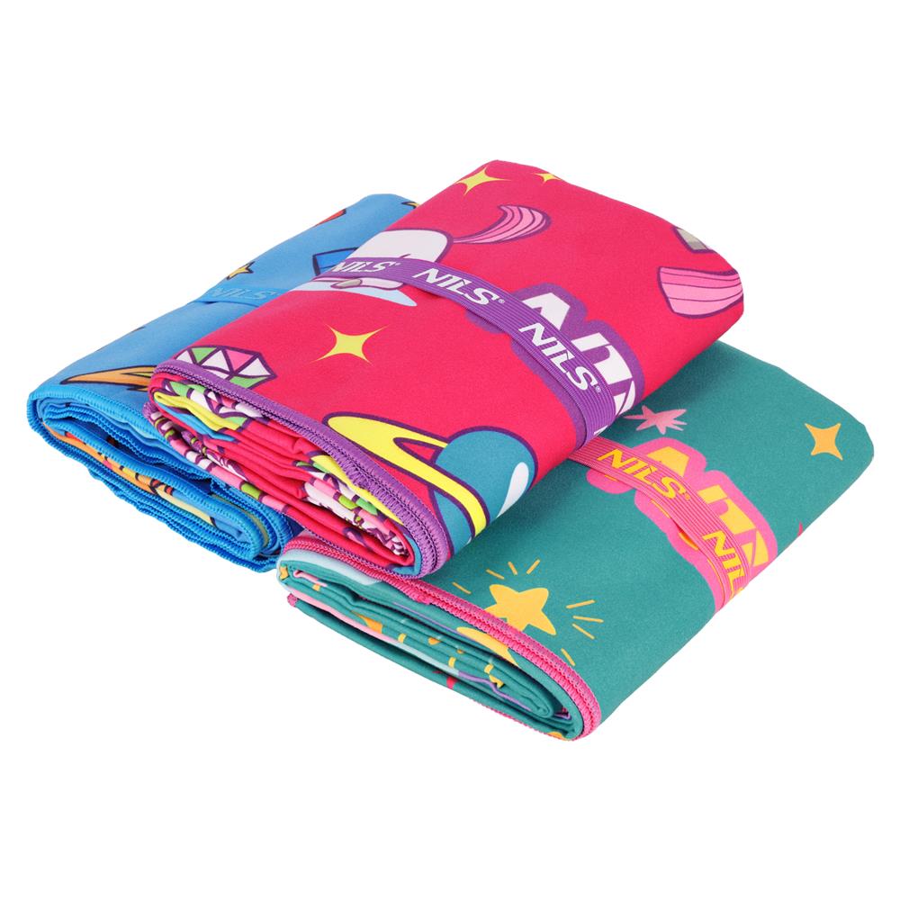 NILS Mikrofaser Kinderhandtuch 160x80 cm Stars - leichtes Handtuch für Camping, Strand & Schule