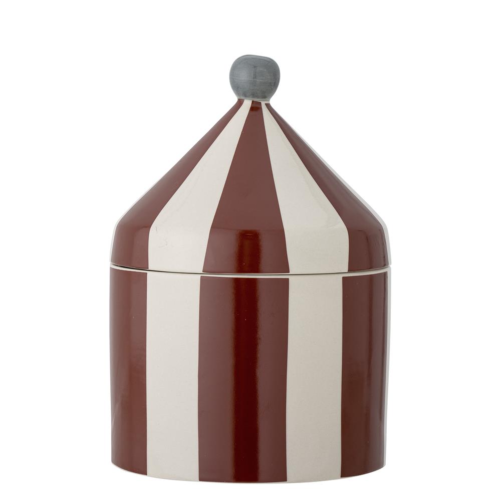 Bloomingville MINI Cimmi Gefäß mit Deckel, Rot, Zirkuszelt, Steingut, Kinderzimmer, dänisches Design