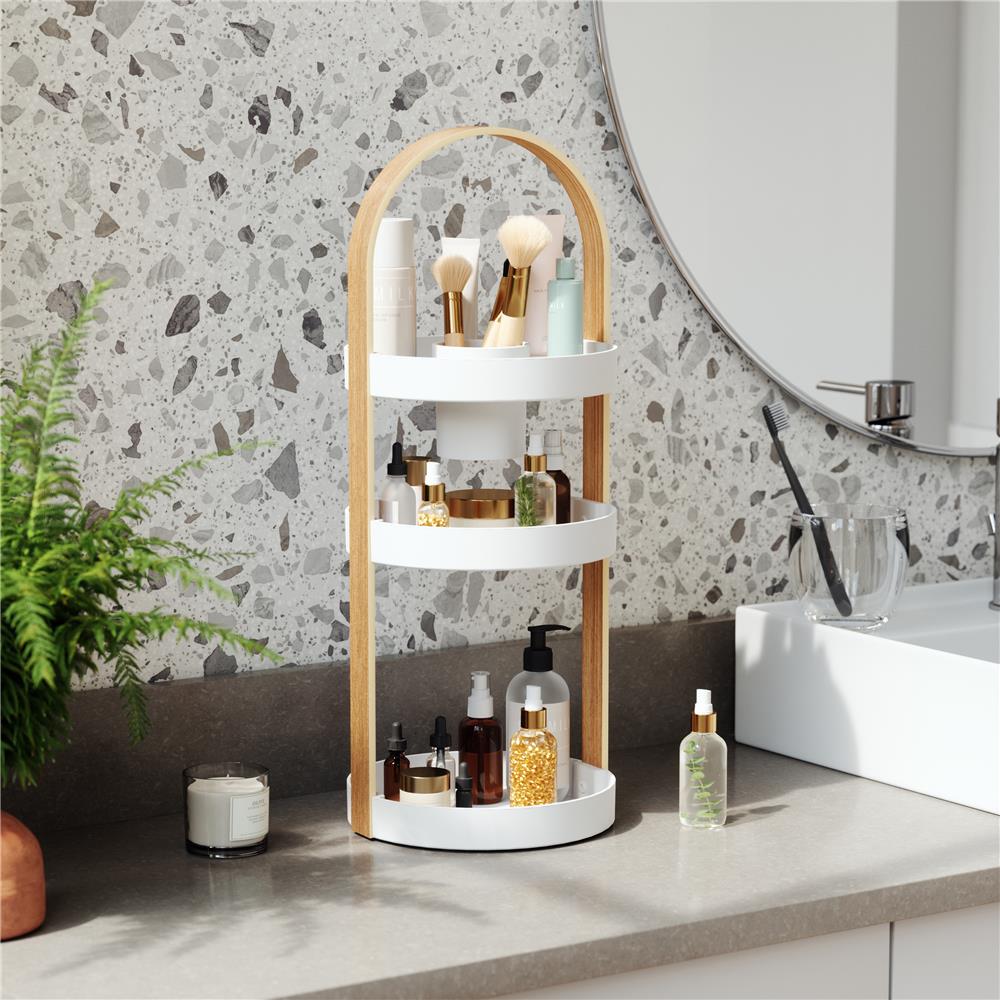 Umbra Bellwood 3-stufiger Kosmetik/Makeup Organizer in Weiß/Natur