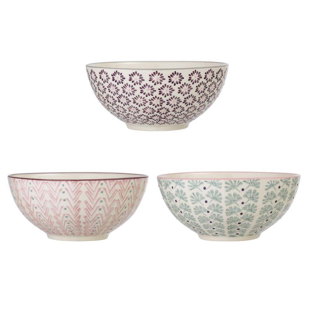 Bloomingville Maya Schalen 3er Set 650ml aus Keramik für Müsli und Obst im dänischen Design