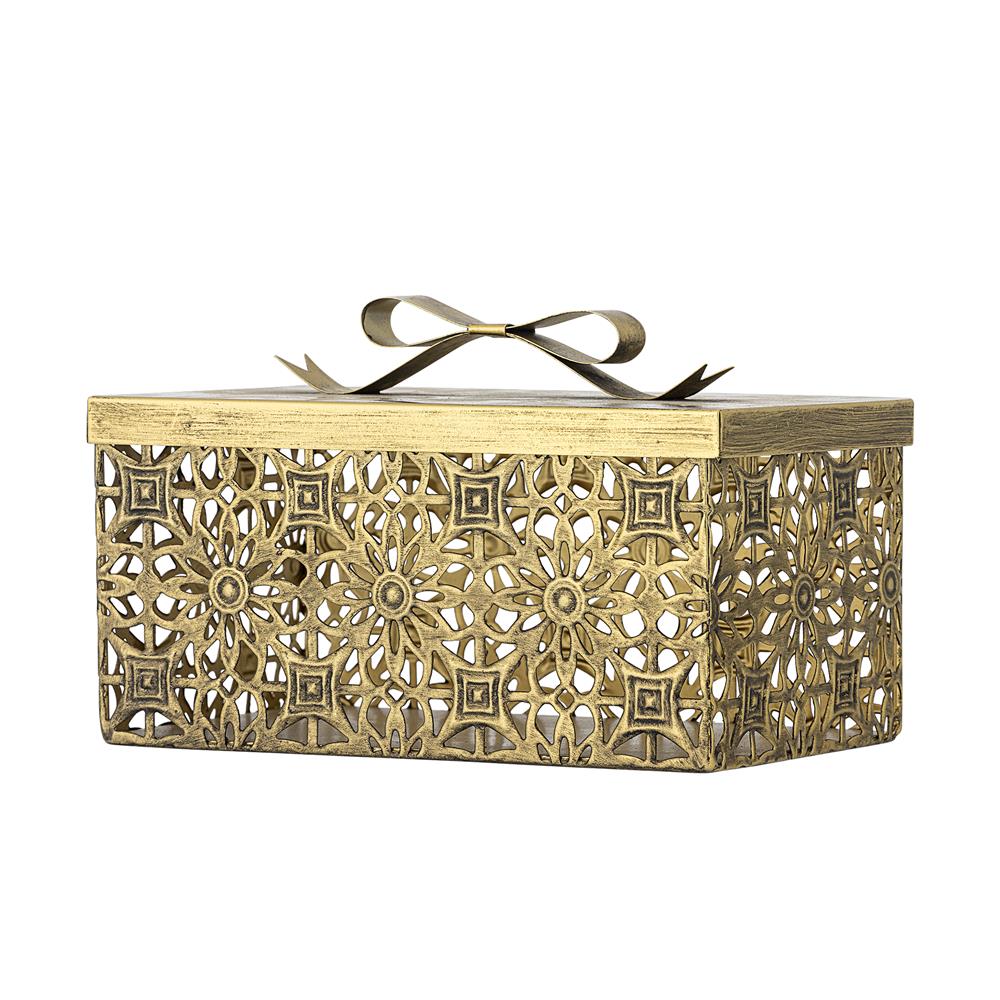 Bloomingville Gretl Box mit Deckel Gold Metall Weihnachtsdeko Aufbewahrungsbox