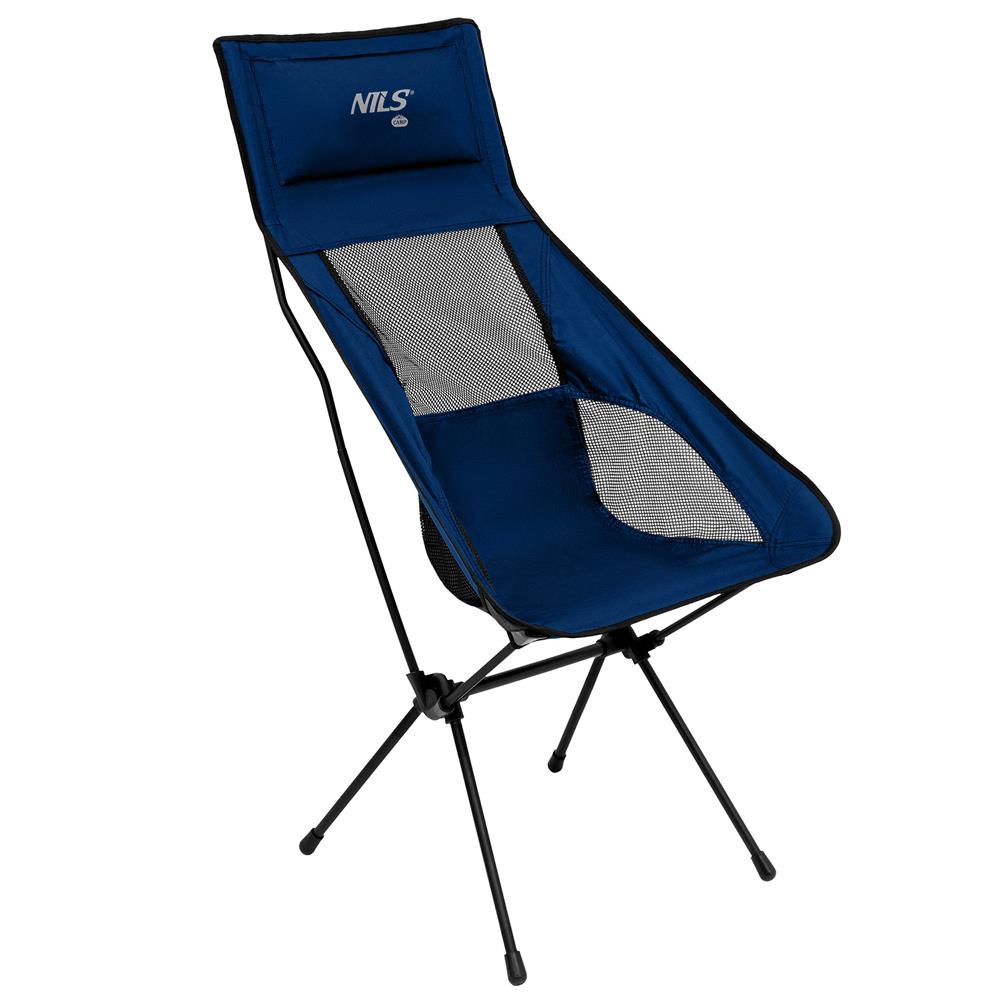 NILS CAMP ultraleichter Klappstuhl in Marineblau - kompakter Campingstuhl mit hoher Rückenlehne