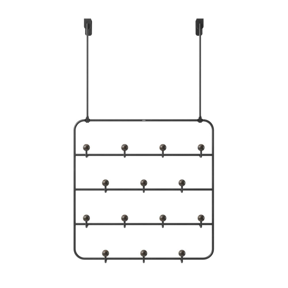 Umbra Estique Multifunktionale Türgarderobe mit 14 Haken, Türhaken ohne Bohren, Wandgarderobe in Schwarz