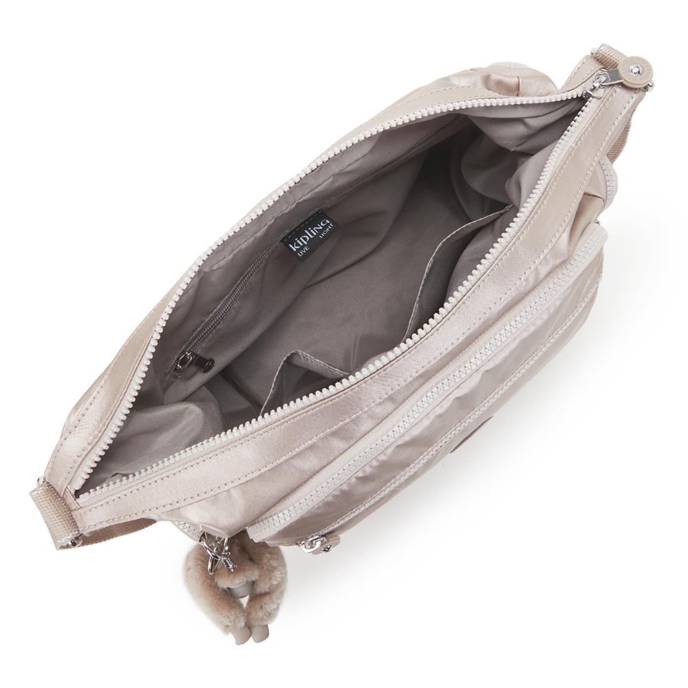 Kipling GABBIE Mittelgroße Schultertasche Metallic Glow leicht wasserabweisend