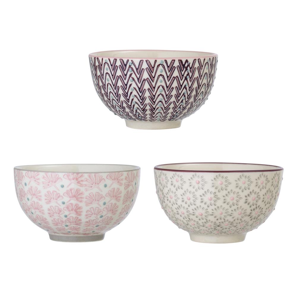 Bloomingville Maya Schalen 3er Set 350ml in Lila/Rosa für Müsli und Dessert im dänischen Design