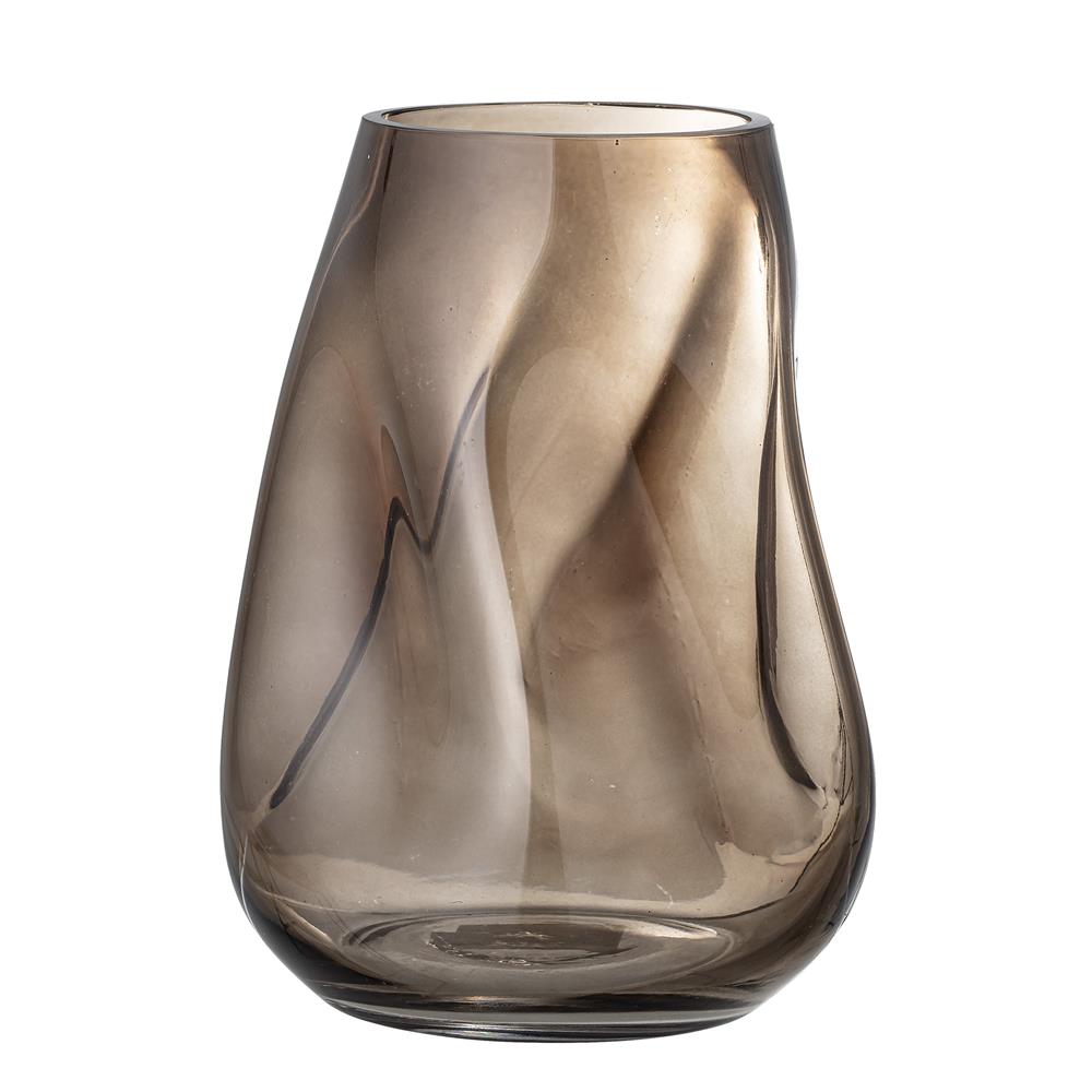 Bloomingville Ingolf Glasvase, Braun, 26 cm Blumenvase Dekovase mit gedrehter Form