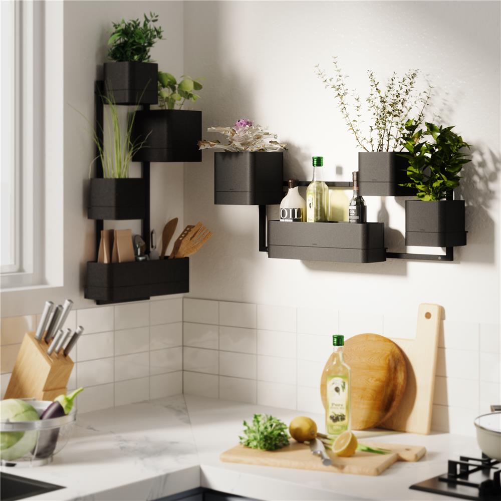 Umbra Cubiko Wandpflanzkasten mit 4 Pflanztöpfen, vertikale/horizontale Ausrichtung, in Schwarz