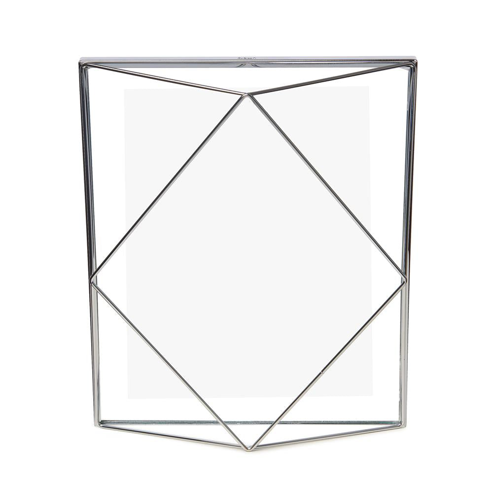 Umbra Prisma Geometrischer Bilderrahmen zum Aufhängen oder Aufstellen Chrom 30 x 25 x 8 cm