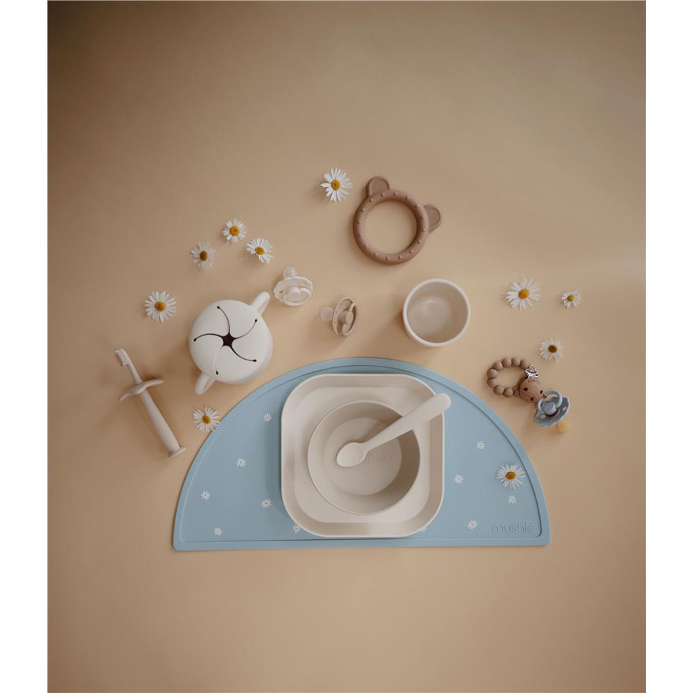 Mushie Silikon-Platzdeckchen, White Daisy, Tischset, BPA-frei