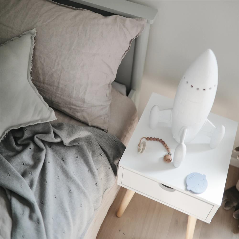 Mushie Gestrickte Babydecke Pointelle, Gray Melange, aus 100% Bio-Baumwolle