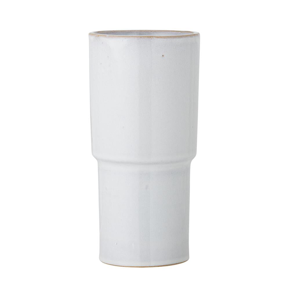 Bloomingville Marji Vase, Weiß – Steingut D12×H24 cm, Zeitloses Design