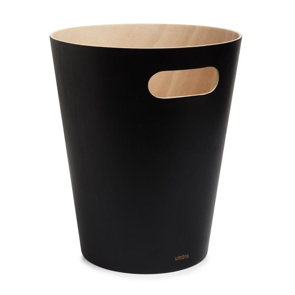 Umbra Woodrow Abfalleimer, Schwarz/Holz, 7,5 Liter, Zweifarbiger Papierkorb
