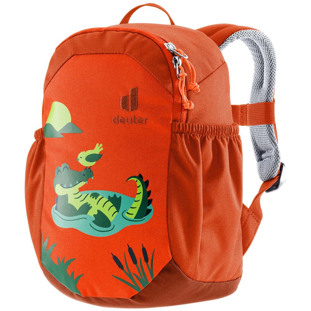 deuter Pico, Kinderrucksack, Dinosaurier Flame-Brick (rot), Kindergartenrucksack für Kinder ab 2 Jahre