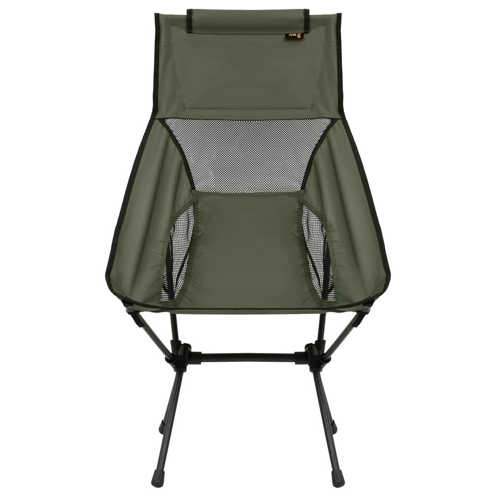 NILS CAMP ultraleichter Klappstuhl in Khaki - kompakter Campingstuhl mit hoher Rückenlehne