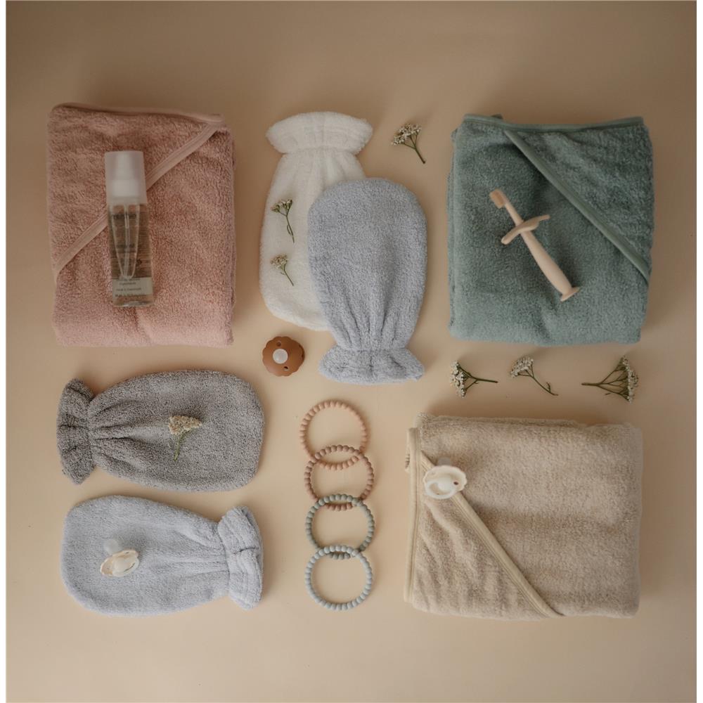 Mushie Baby-Kapuzenhandtuch, Sea Mist, aus 100% Bio-Baumwolle