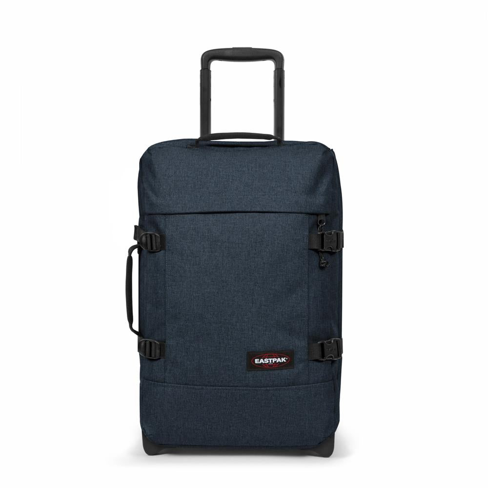 Eastpak TRANVERZ S, Kleiner Reisetrolley, Triple Denim (blau), 42L, Rollkoffer mit 2 Rädern und TSA-Schloss