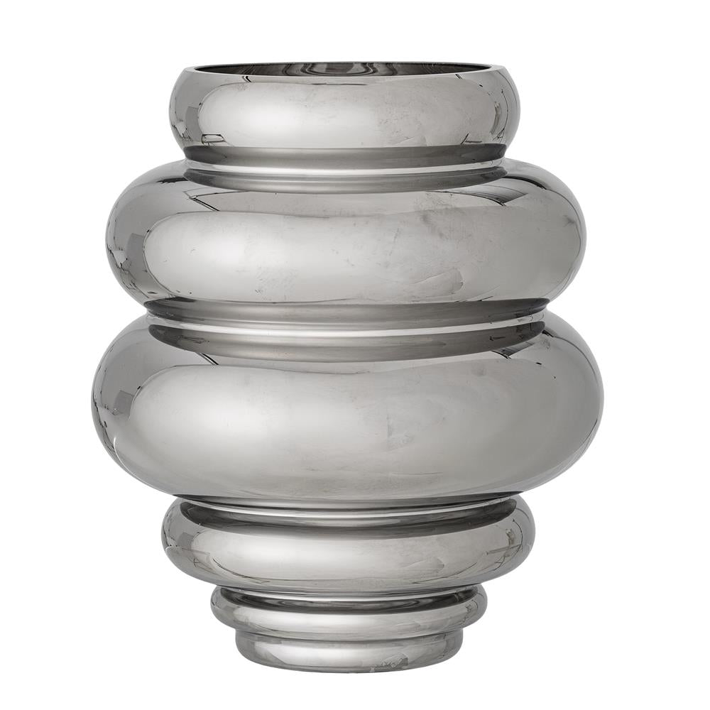 Bloomingville Zorya Vase Silber Glas D21xH24 cm – moderne Chromglas-Vase
