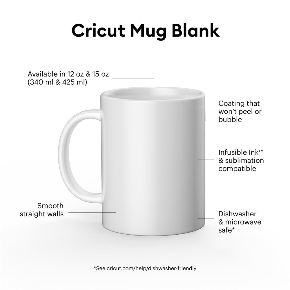 Cricut Keramikbecher Blank 350 ml Weiß 2 Stück Tassenrohling bedruckbar Kaffeetasse Trinkbecher