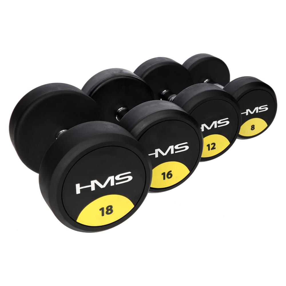Kurzhantel 12 kg gummiert rund Schwarz | HMS HG PRO