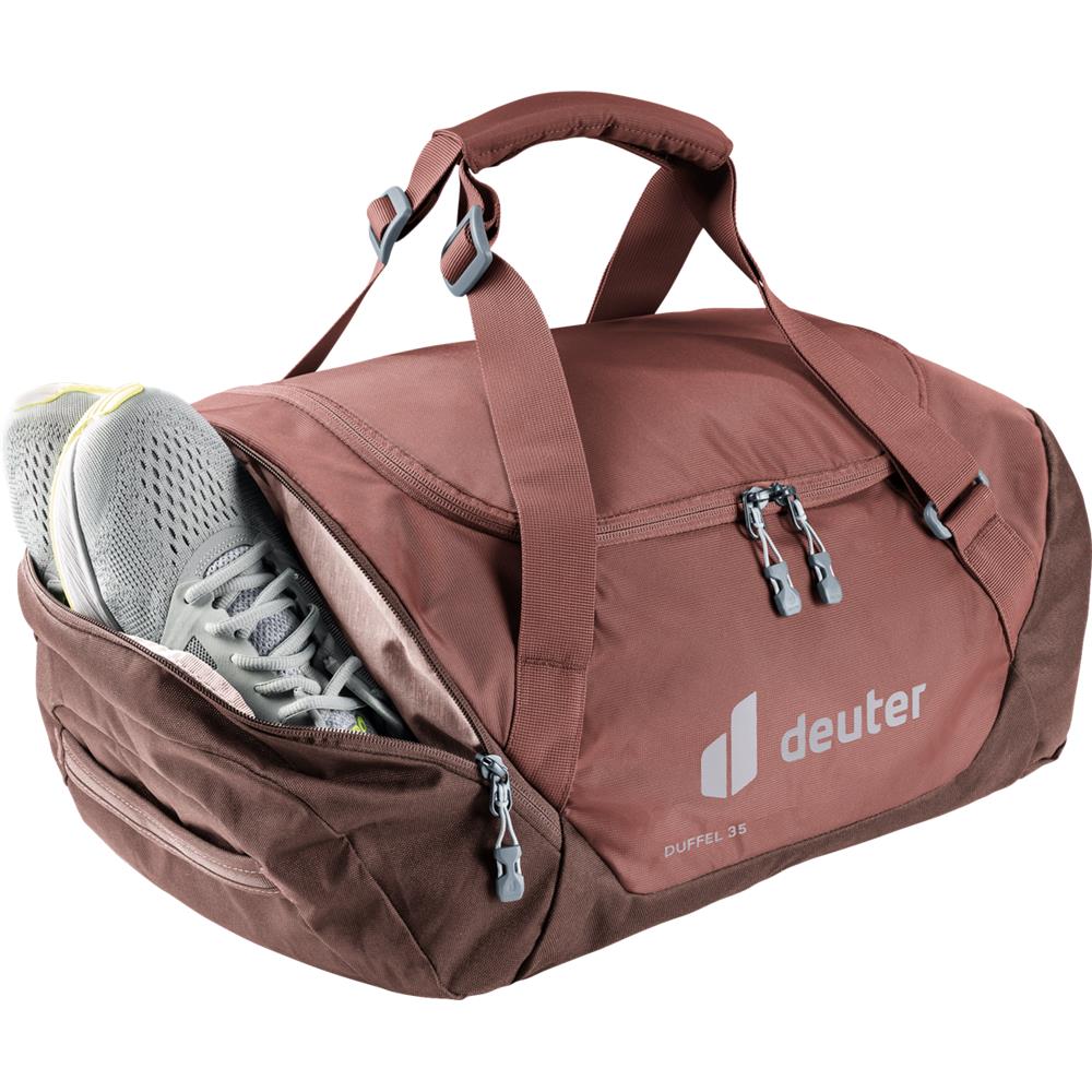 deuter Duffel 35, Reisetasche, caspia-raisin (rot), 35L, Duffelbag mit Seitentasche, Netzinnentasche