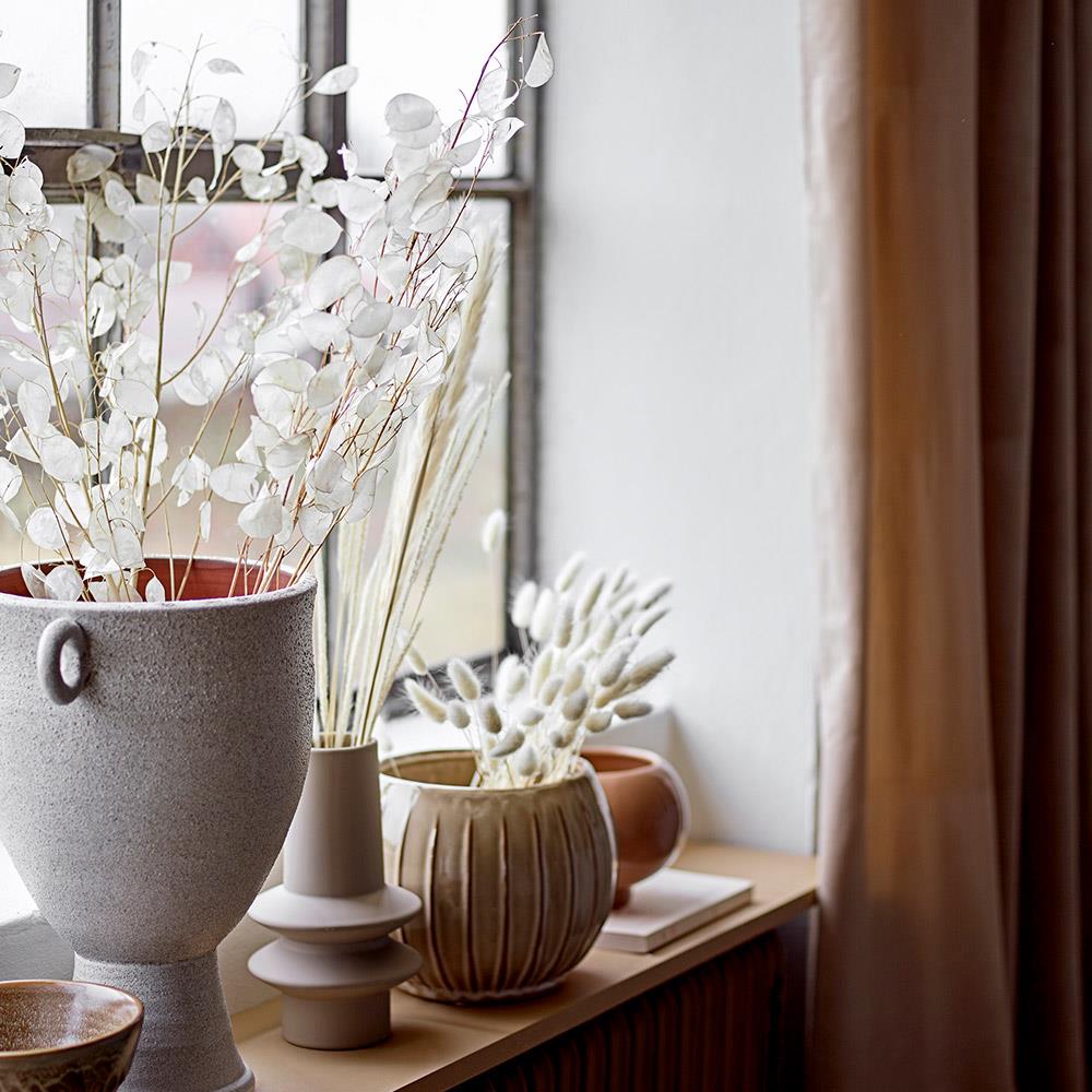Bloomingville Isold Vase Natur Steingut 12,5 x 22 cm Dekovase Dänisches Design