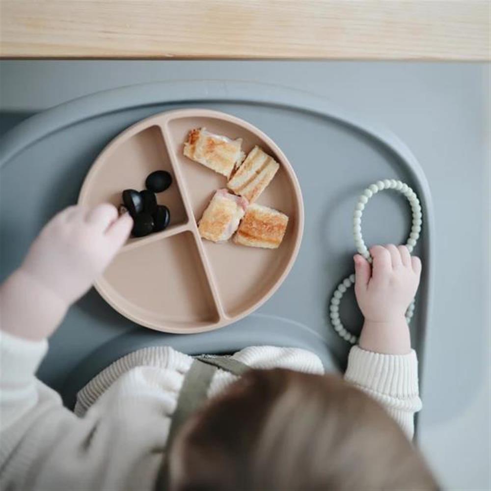 Mushie Beißring Perlen 3er Set, Clary Sage/Tuscany/Desert Sand, Armband aus Silikon, BPA-frei