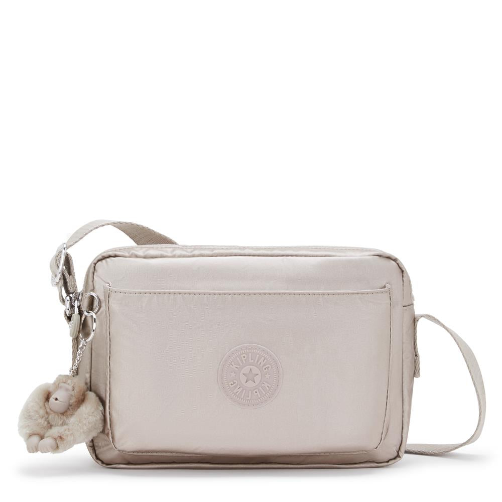 Kipling ABANU M, Mittelgroße Umhängetasche, Metallic Glow (beige), 4L, Schultertasche