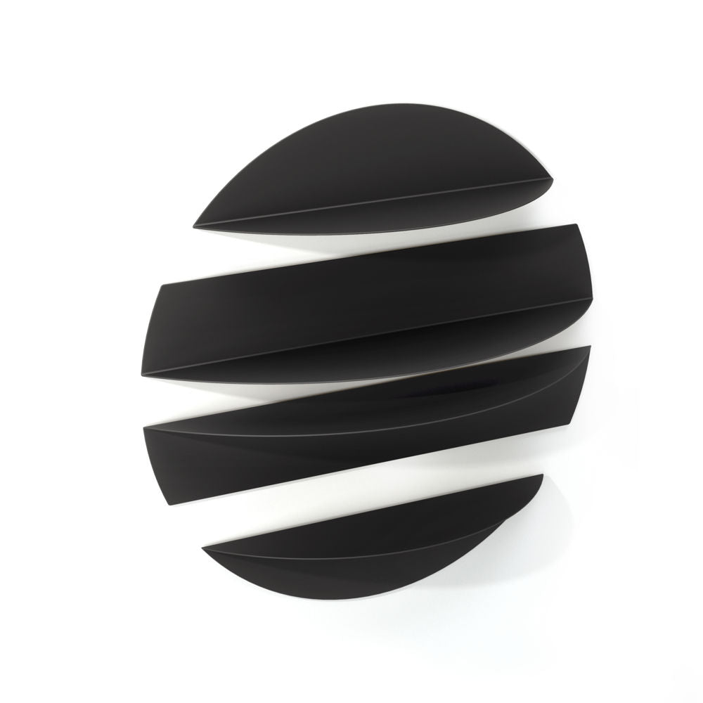 Umbra Solis Wandregal in Schwarz, rundes Metallregal mit 4 separaten Ablageelementen