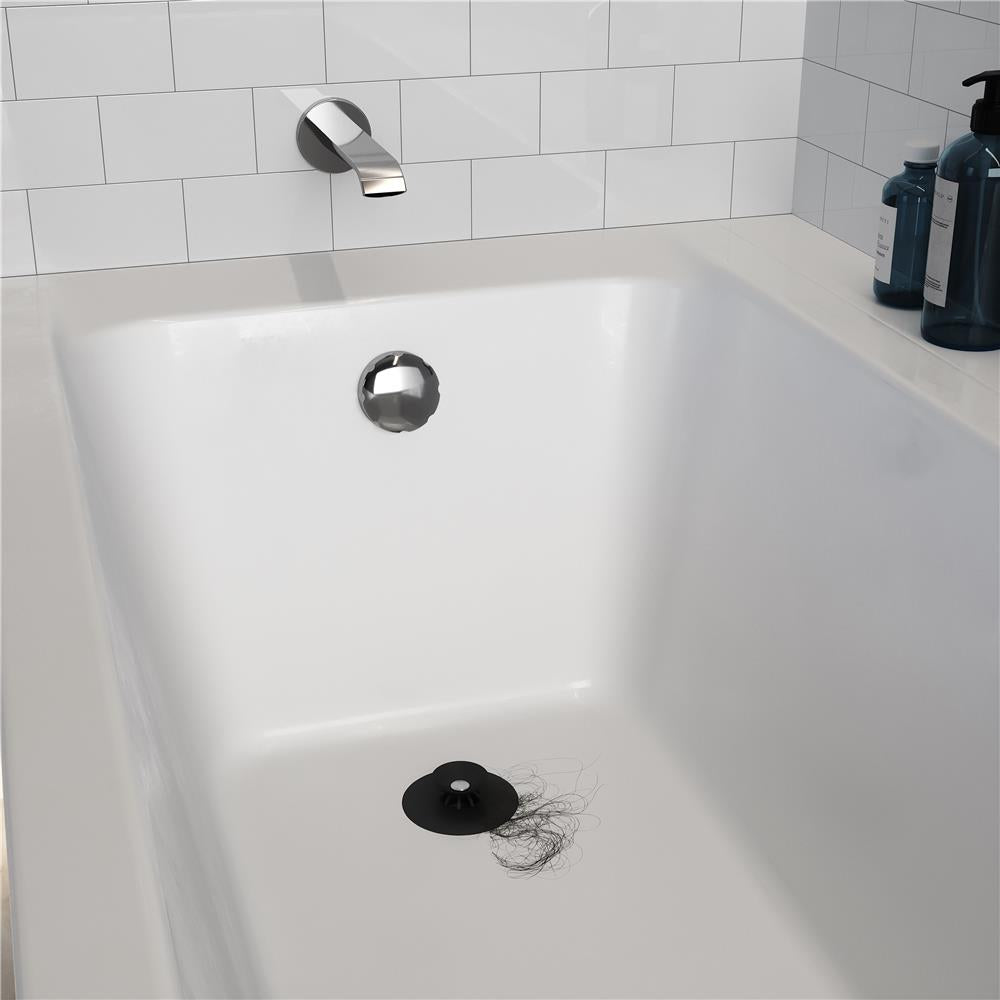 Umbra Flex Badewannenstöpsel, Haarsieb, Abflusssieb für Dusche, Badewanne, Waschbecken, in Schwarz