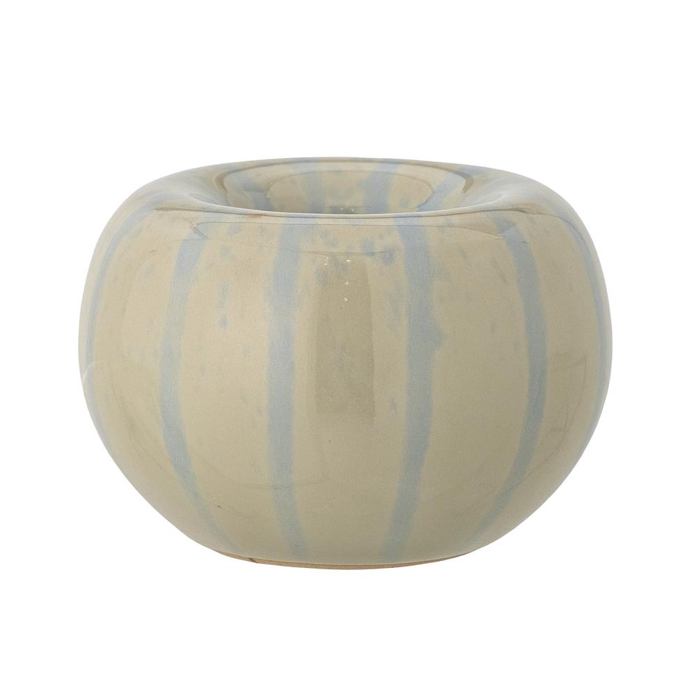 Bloomingville Agate Teelichthalter, Gelb, Steingut, Ø 11 cm, handbemalt, dekorativ & gemütlich