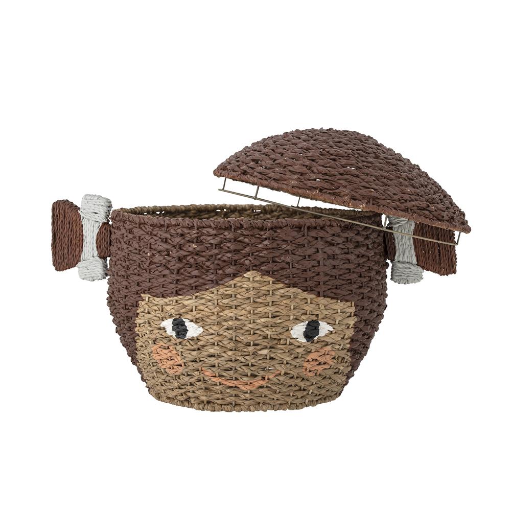 Bloomingville MINI Lill Korb mit Deckel Bankuangras Weide Braun 62 x 44 x 40,5 cm