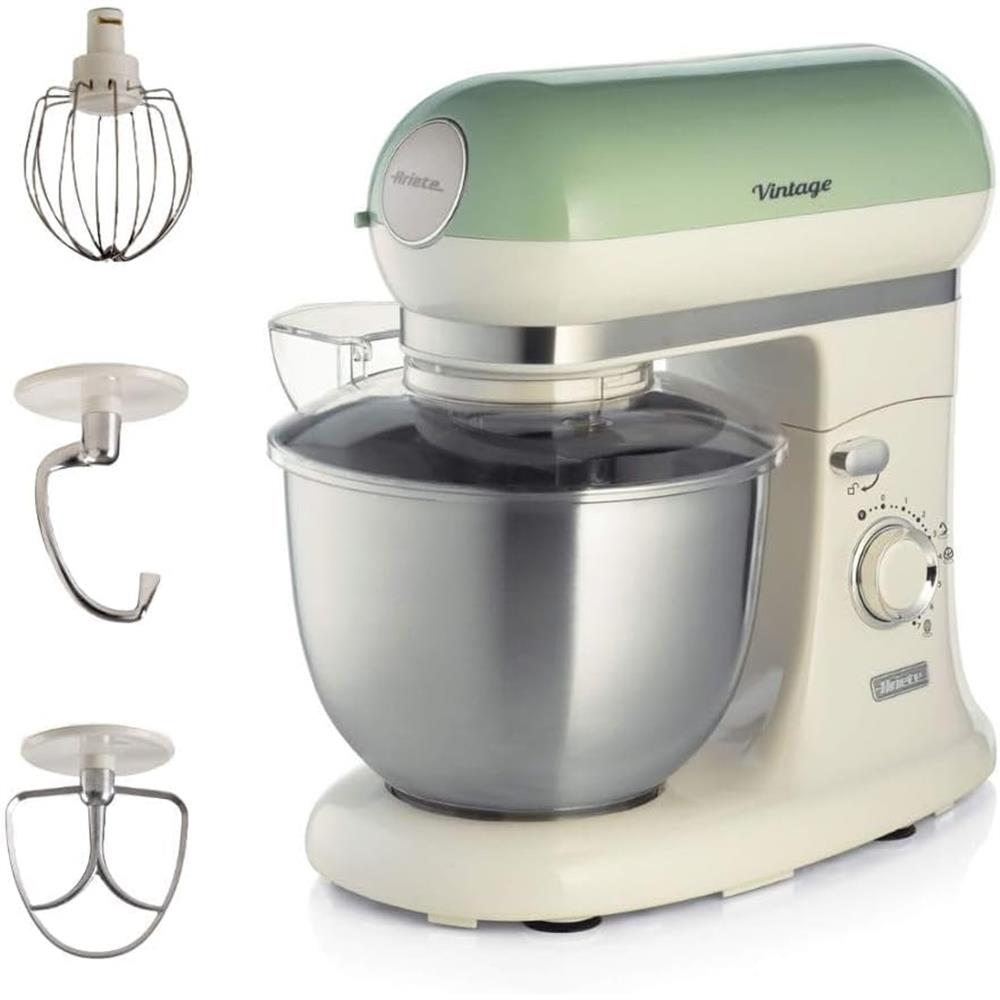 Ariete Vintage Küchenmaschine, Grün, 5,5-L-Schüssel, Knet- und Rührmaschine, Groß