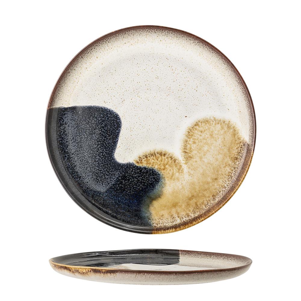 Bloomingville Jules Teller, Braun/Blau, 28,5cm, Steingut, dänisches Design