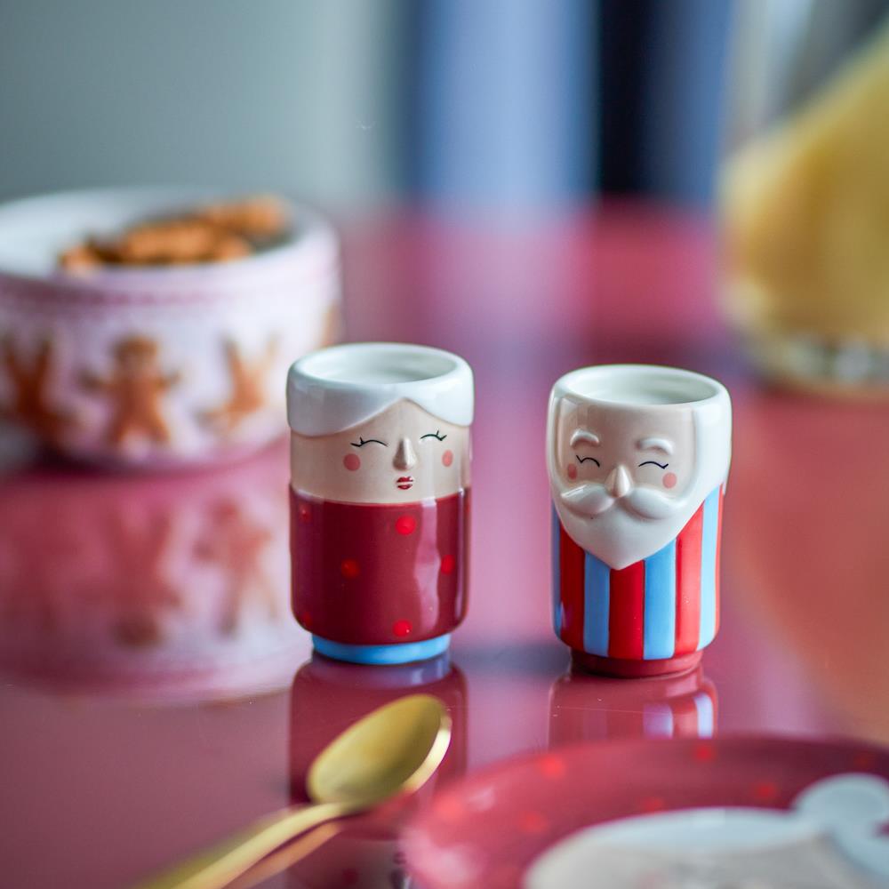 Bloomingville Granny Salz- und Pfefferset Rot Steingut 2er Set handbemalt