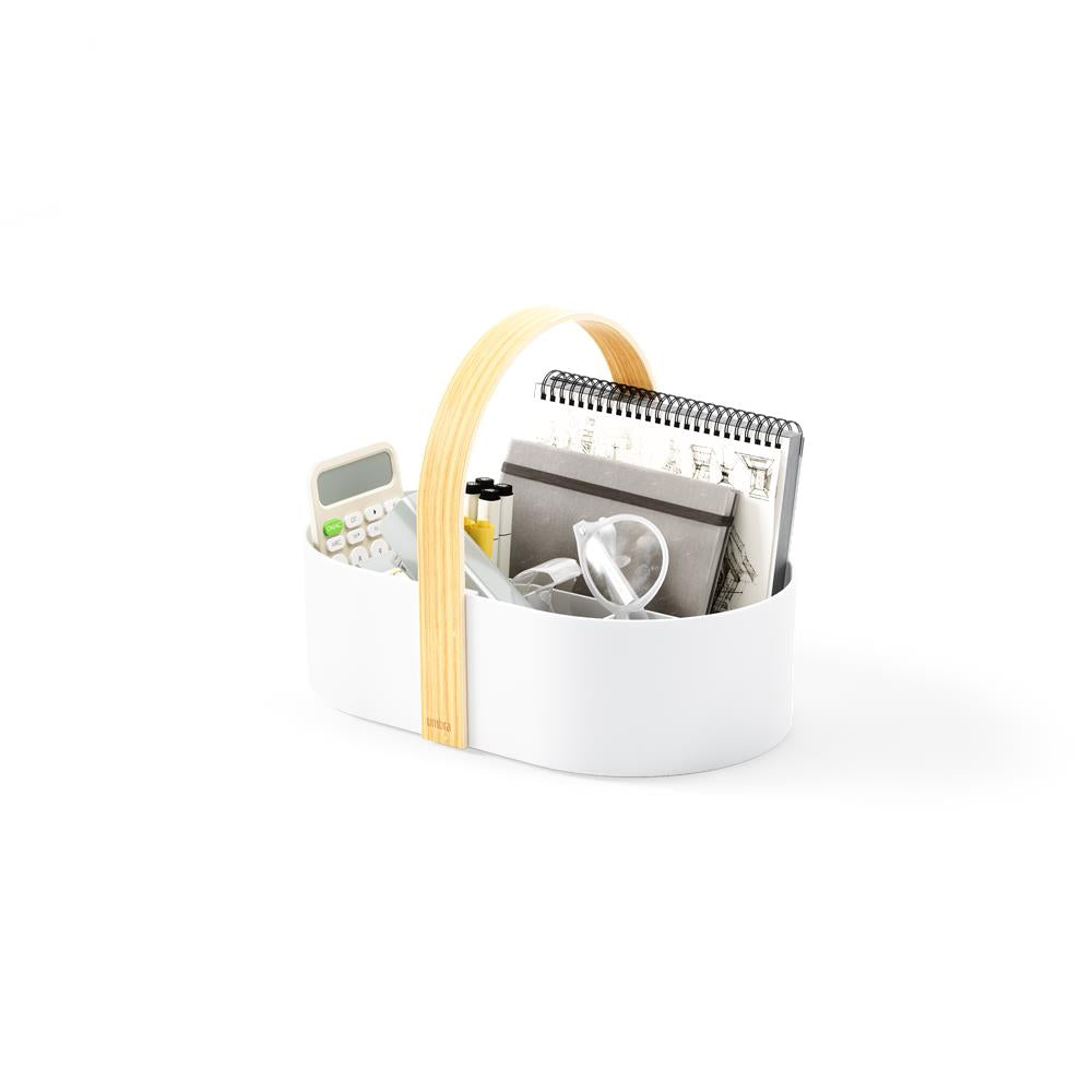 Umbra Bellwood Caddy mit herausnehmbarer Trennwand, Organizer für Kosmetik in Weiß/Natur