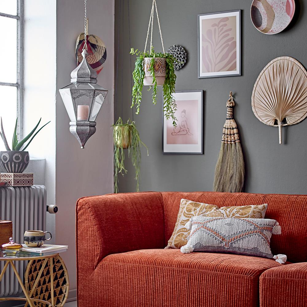 Bloomingville Magnus Blumentopf – Schwarzer Steingut-Topf mit grafischem Design, Ø18,5 cm