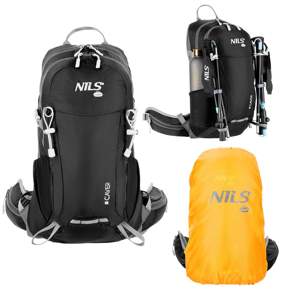 NILS CAMP Tagesrucksack Caver 18L in Schwarz - leichter Outdoor Rucksack für Wandern & Alltag