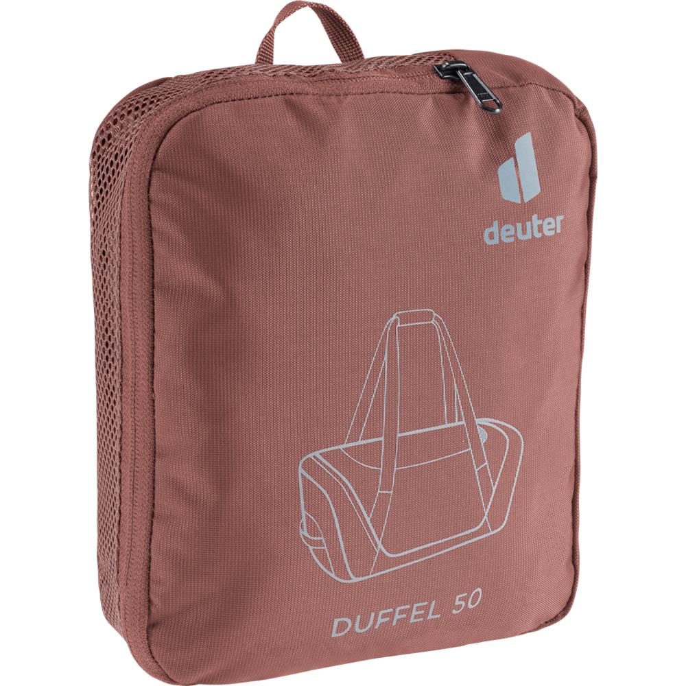 deuter Duffel 50, Reisetasche, caspia-raisin (braun), mit Seitentasche und Netzinnentasche