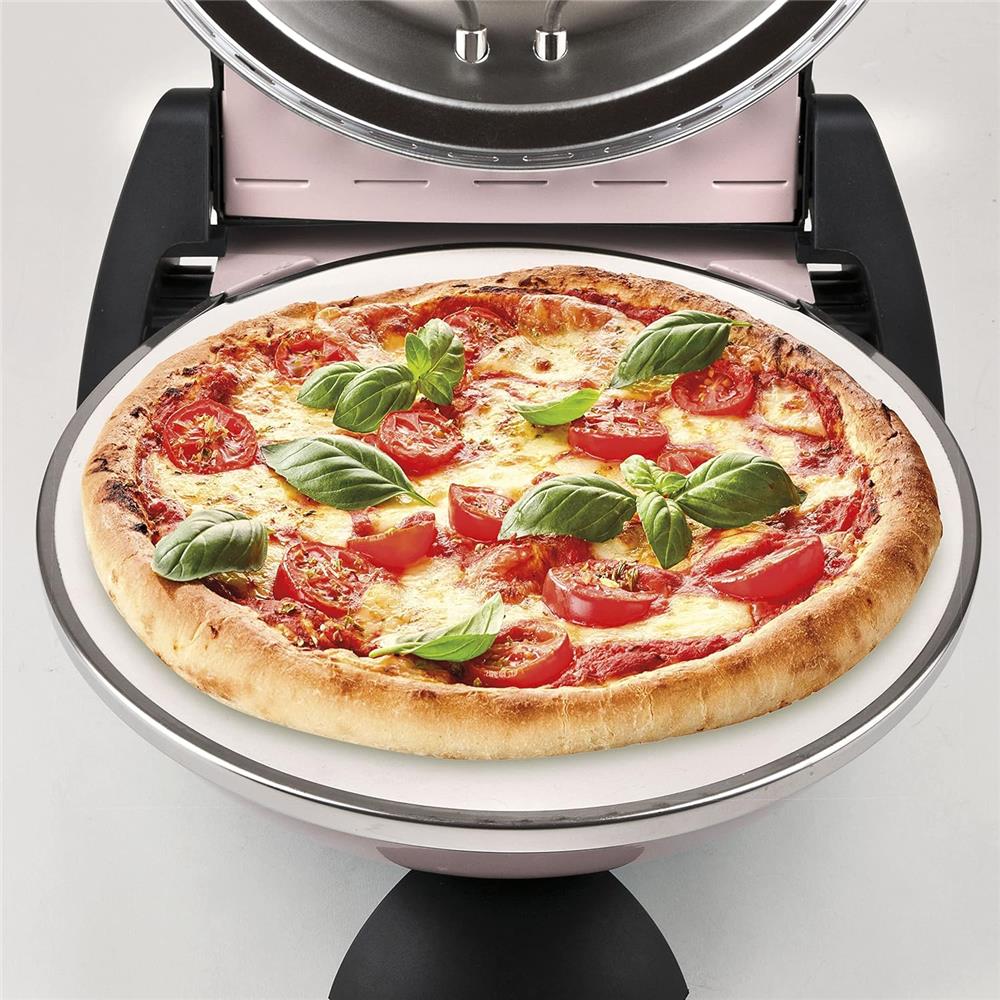 G3Ferrari elektrischer Pizzaofen Delizia Pizzamaker 1200 W für Pizza Ø 31cm icy pink Pizzamaker mit feuerfestem Naturstein rosa Limitierte Edition