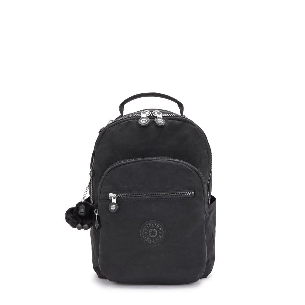 Kipling SEOUL S, Kleiner Schulrucksack mit 11-Zoll-Tabletfach, 14L, Black Noir (schwarz)