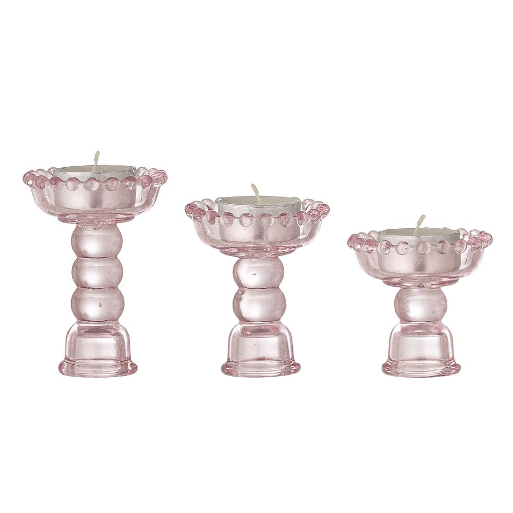Bloomingville Delphia Kerzenhalter 3er Set Rose – Glas, dekorativ & vielseitig