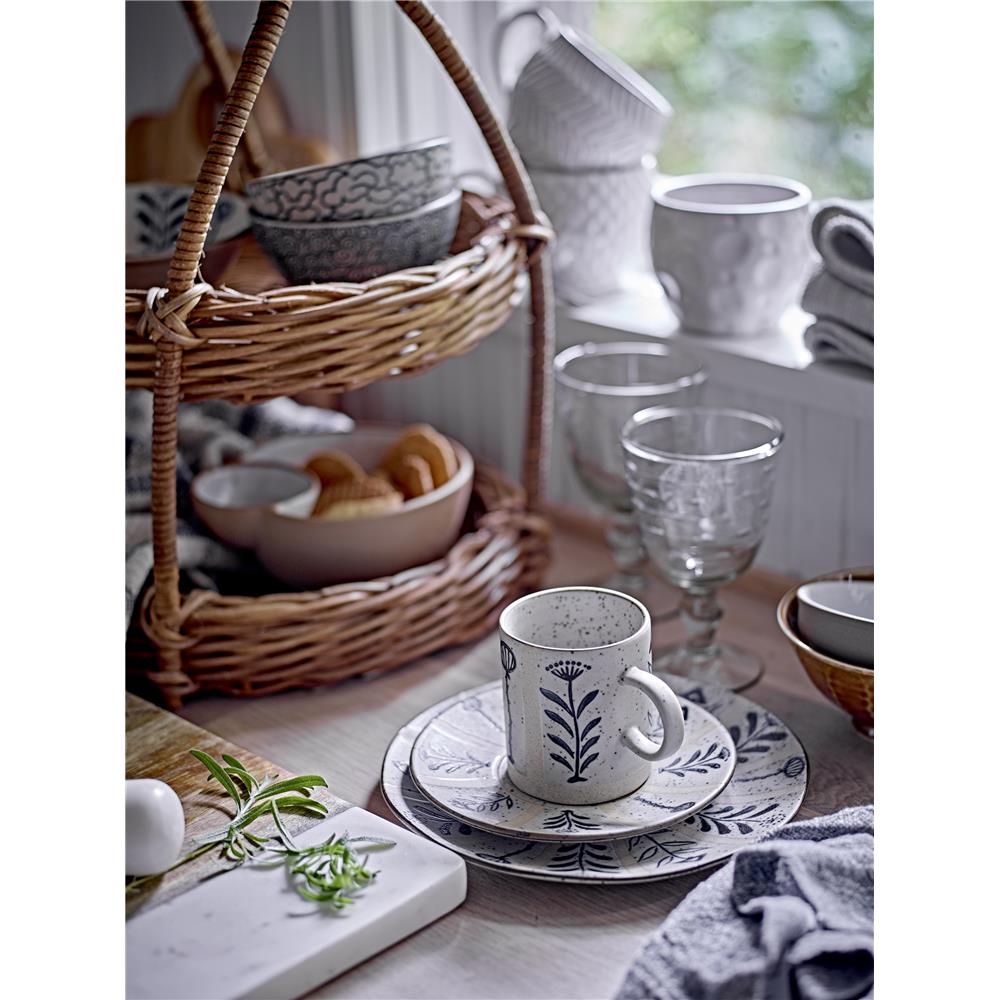 Bloomingville Leonie Teller in Beige/Blau, 16cm, aus Steingut