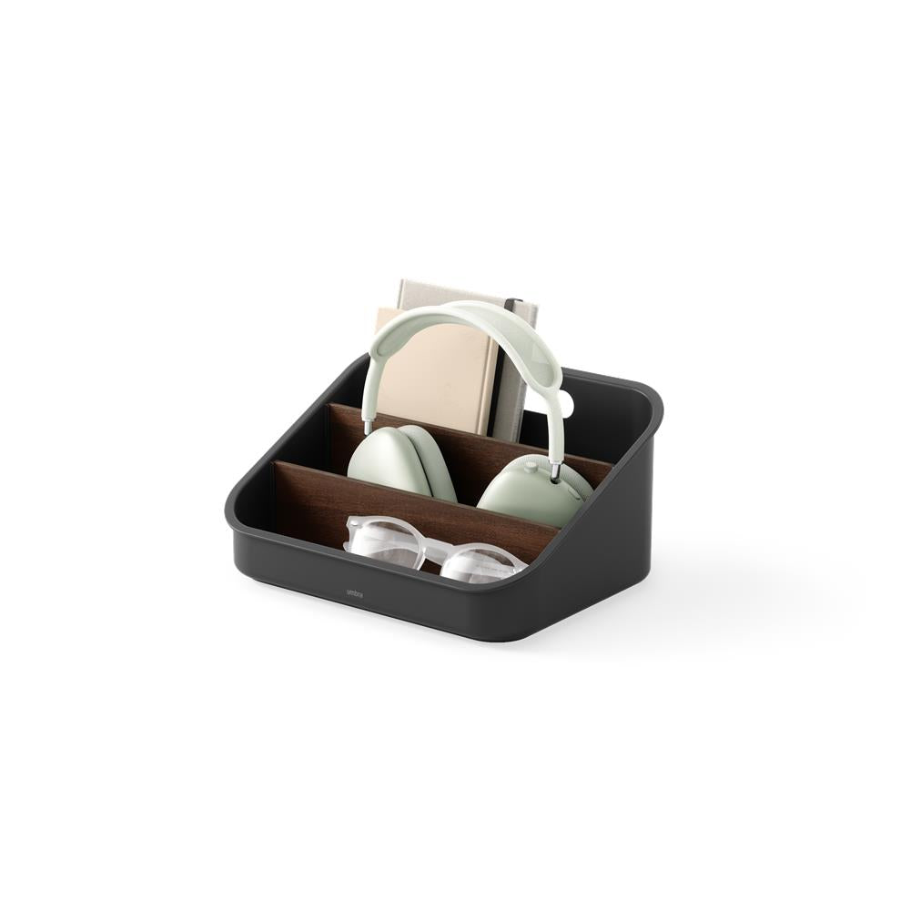 Umbra Bellwood Vorratsschrank Organizer mit 3 Fächern, Aufbewahrungsbehälter in Schwarz/Walnuss