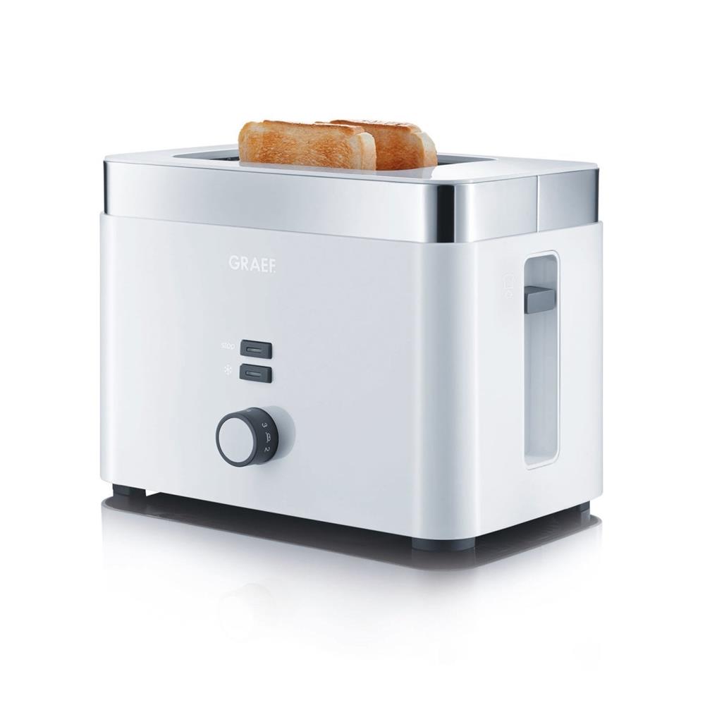 GRAEF 2-Scheiben-Toaster TO61 Weiß Brötchenaufsatz Auftaufunktion wärmeisoliertes Gehäuse