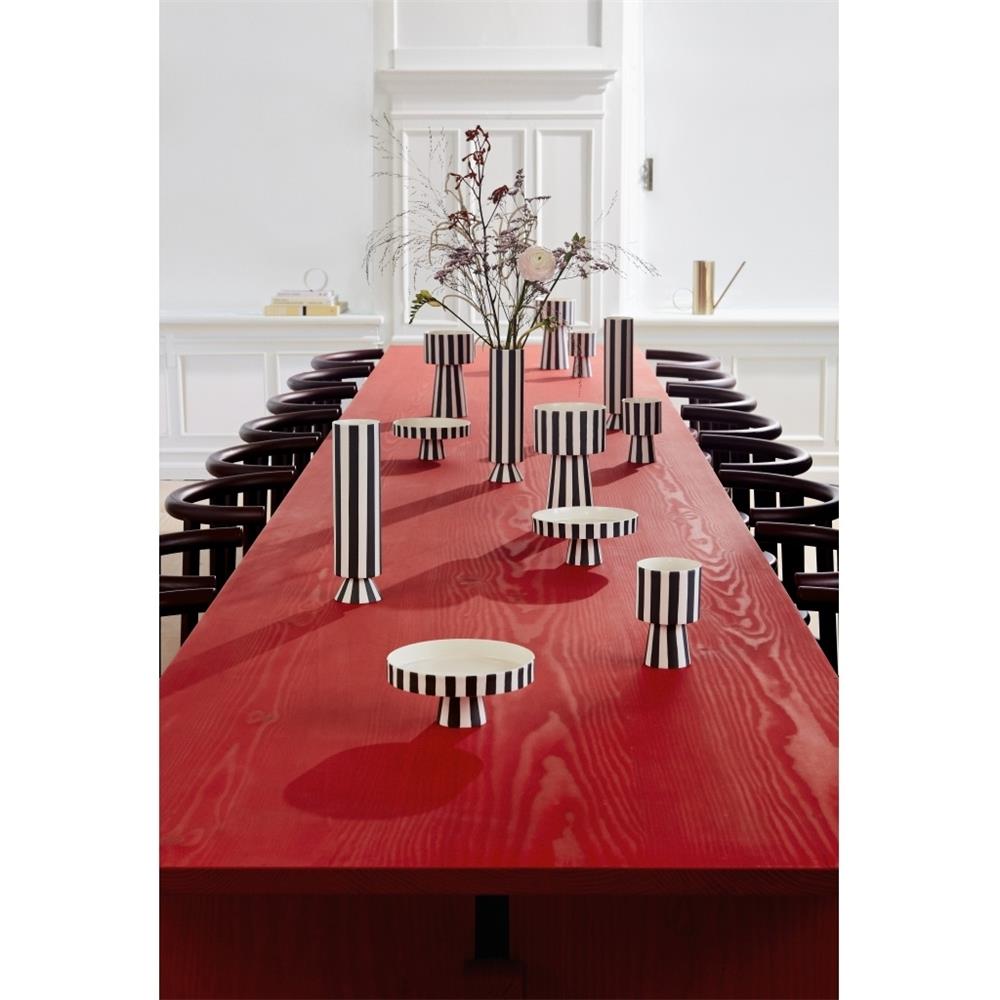OYOY Toppu Blumentopf 15x24 cm, Schwarz/Weiß gestreift - vielseitig als Übertopf, Dekoschale, Vase