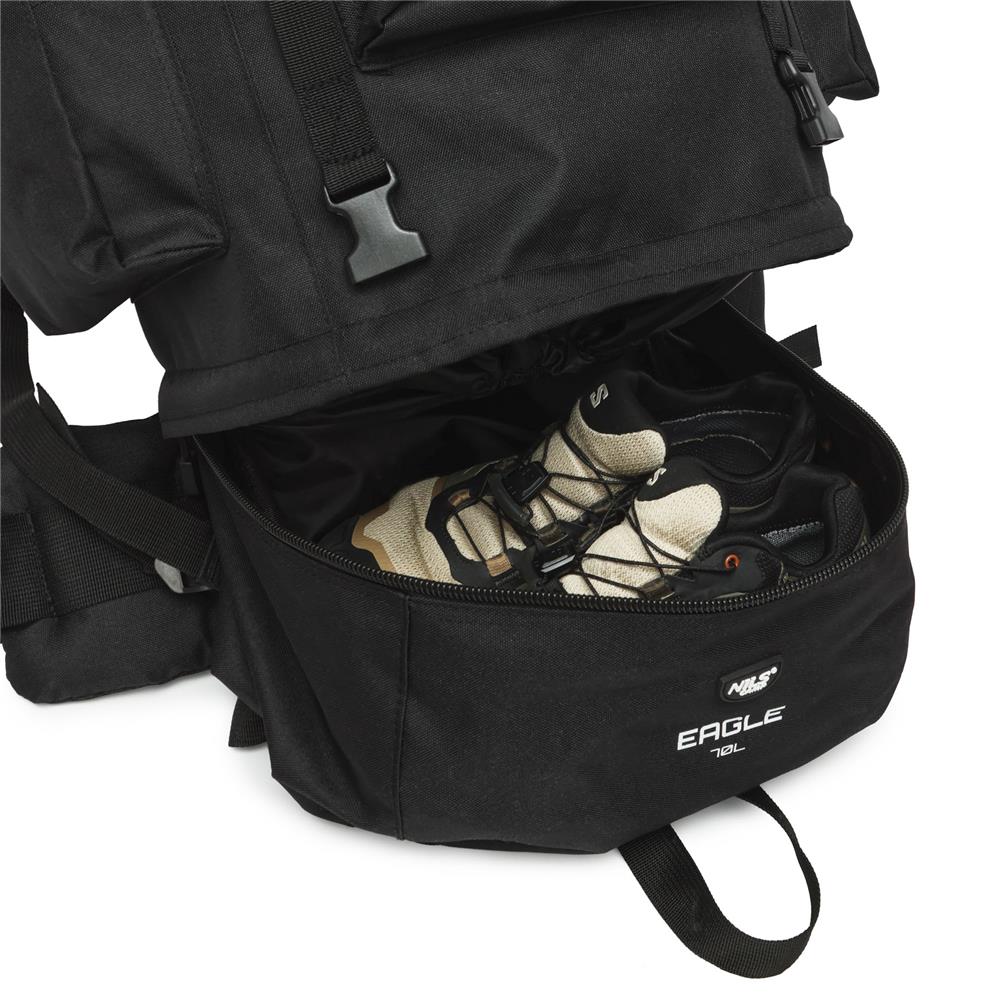 NILS CAMP Militärrucksack Eagle 70L Schwarz - Trekking Rucksack Outdoor Camping Survival