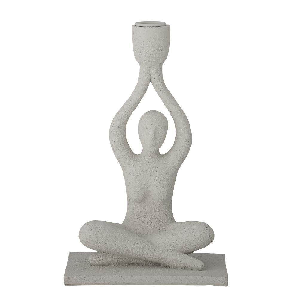Bloomingville Lucie Kerzenhalter Weiß Polyresin Dekofigur Frauenfigur Yogafigur