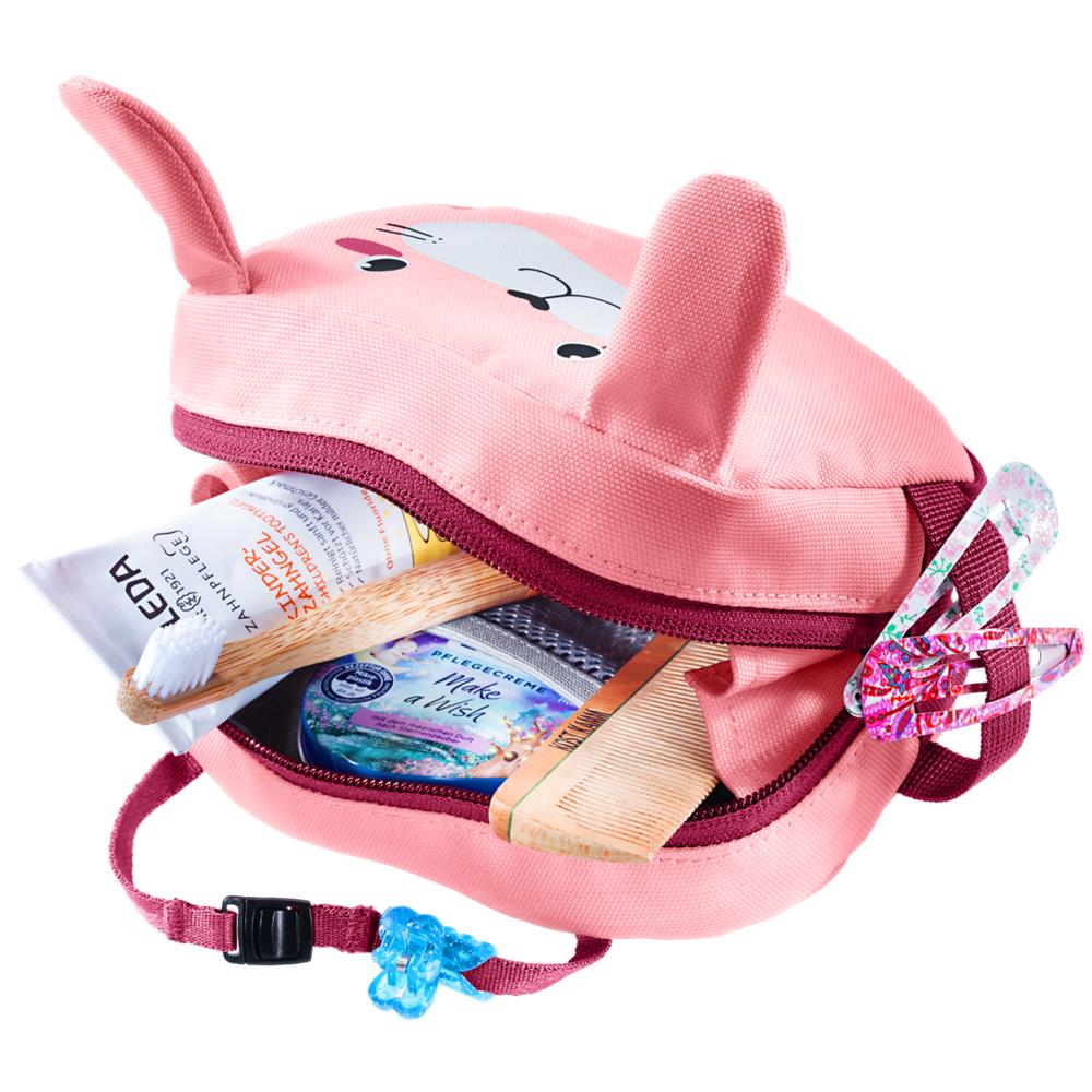 deuter Wash Bag Kids, Kulturbeutel, blossom-raspberry (pink), 1L, Waschtasche mit Hasen-Motiv